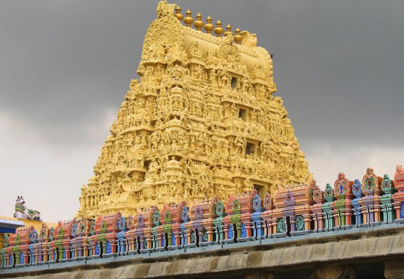 Panoramic view of Rameshwaram's sacred landscape and temple architecture